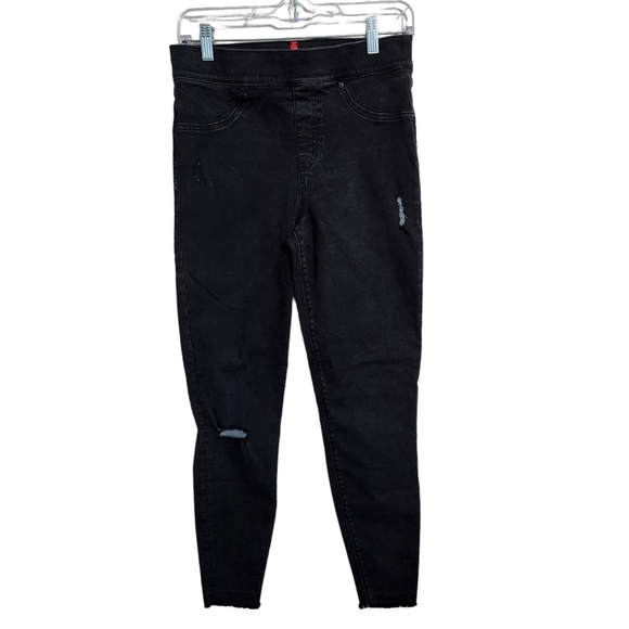 Spanx Jeans High Rise Black Distressed Skinny, sz M - Picture 2 of 8